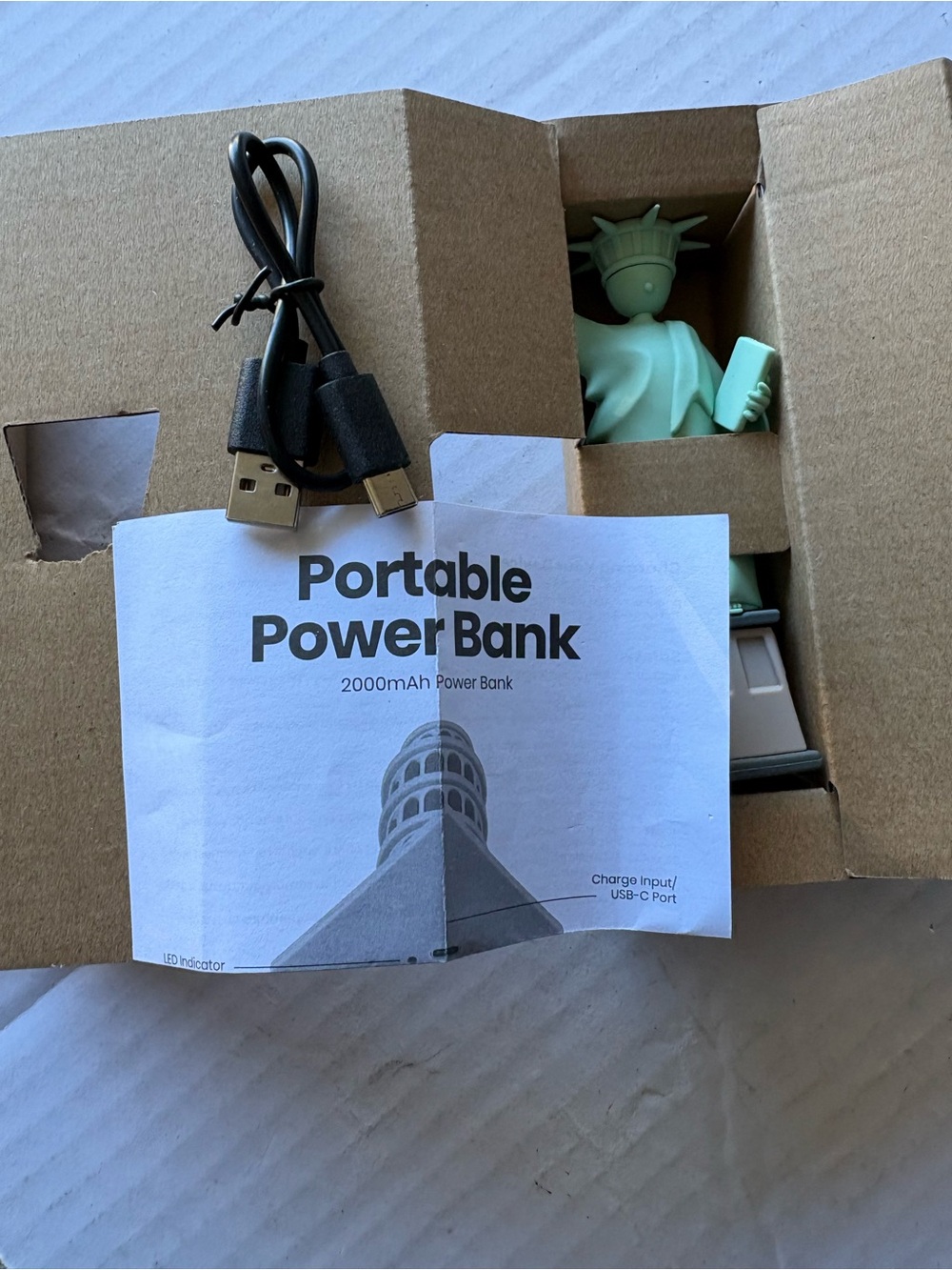 Portable Statue of Liberty Power Bank 2000mAh - Mint Green